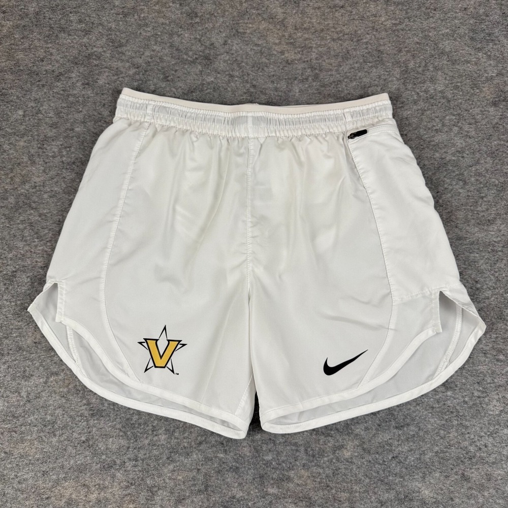 Nike Dri Fit Vanderbilt Commodores Team Shorts Running Lined White Womens XS